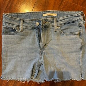 Levi's Blue Jean Shorts with Faded Look and Frayed Hem